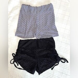 Women's Black and Gray Textured Shorts
